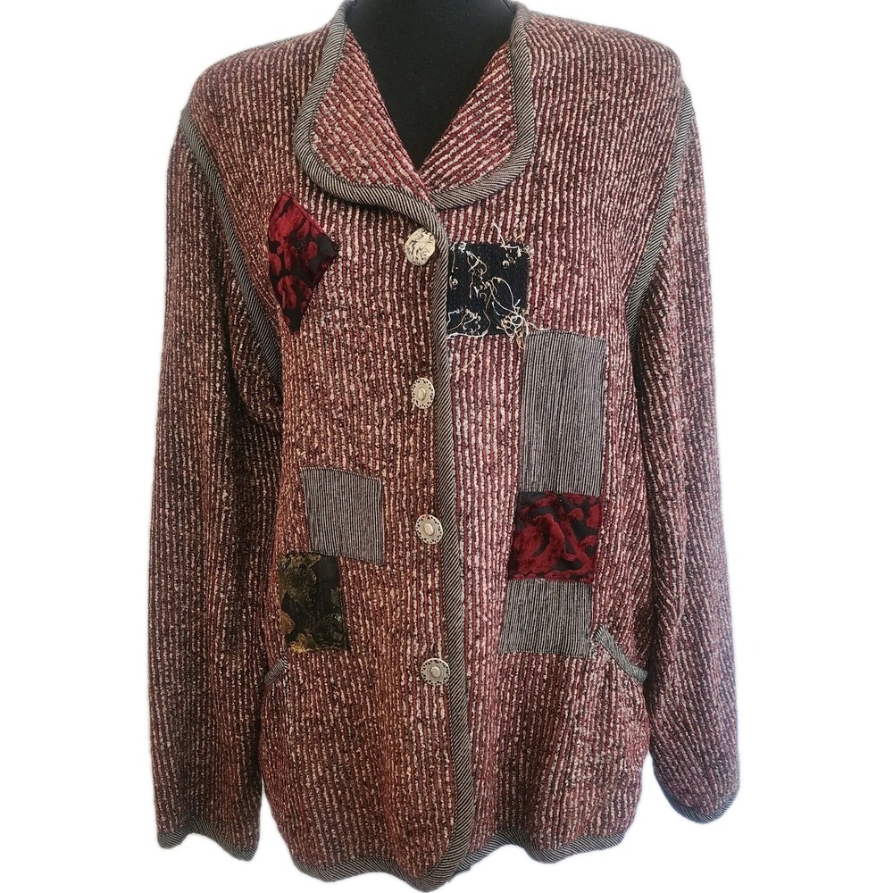 Vintage Nino Wong California Cardigan S Mixed Media Funky Wearable Art Top Shirt